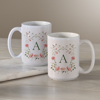 Dainty Floral Monogram Mug