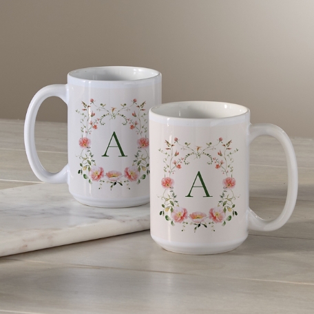 Dainty Floral Monogram Mug
