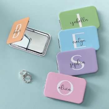 Initial and Name Rectangle Purse Mirror