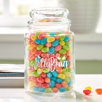 Jelly Bean Stash Glass Treat Jar