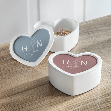 Buy Engagement Gifts Name Rings For Women Personalized Initial Jewelry Tray - Custom Name Ring Dish For Engagement & Birthday Gifts Ring Dish Engagement Gift Ceramic Heart Dish
