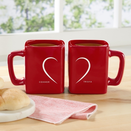 My Heart Red Square Mug Set