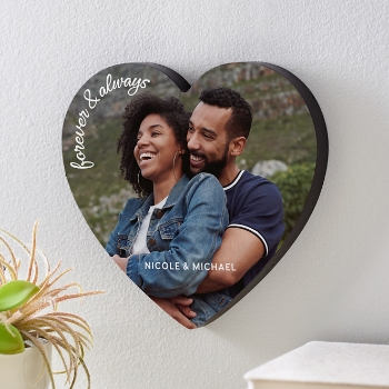 Forever and Always Photo Wood Heart Wall Sign