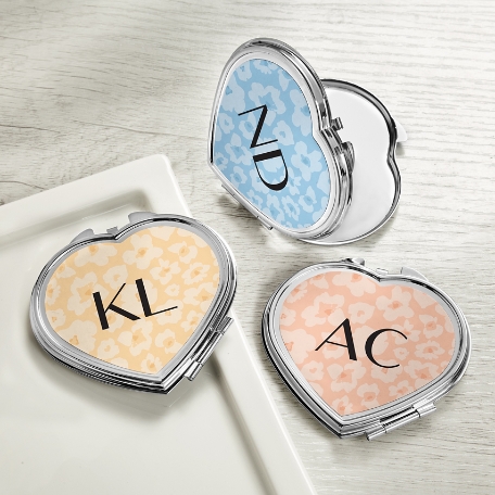 Bold Floral Heart Compact Mirror