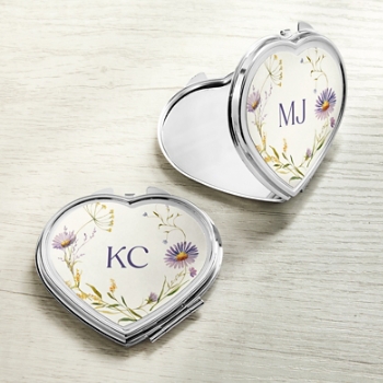 Wild Flowers Heart Compact Mirror