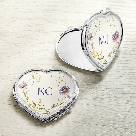 Wild Flowers Heart Compact Mirror