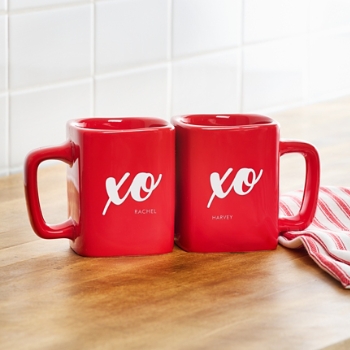 Hugs & Kisses Red Square Mug Set