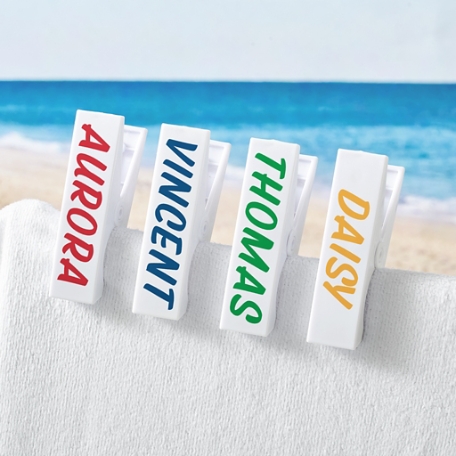 Colorful Name Beach Towel Chair Clip - Set of 2