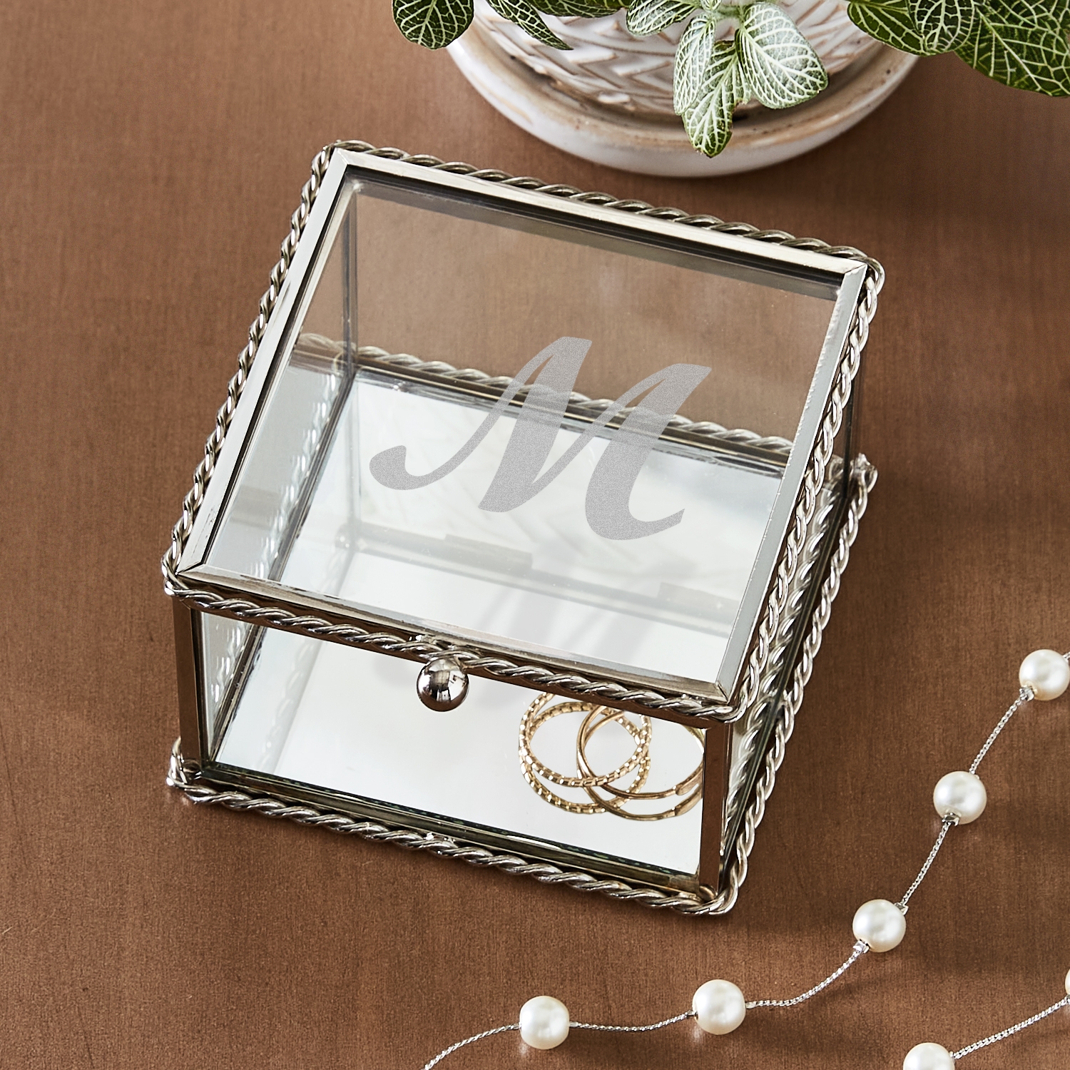 Initial Glass Keepsake Box 