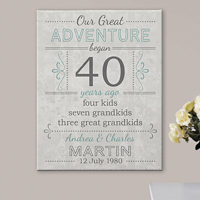 Our Great Adventure Anniversary Canvas