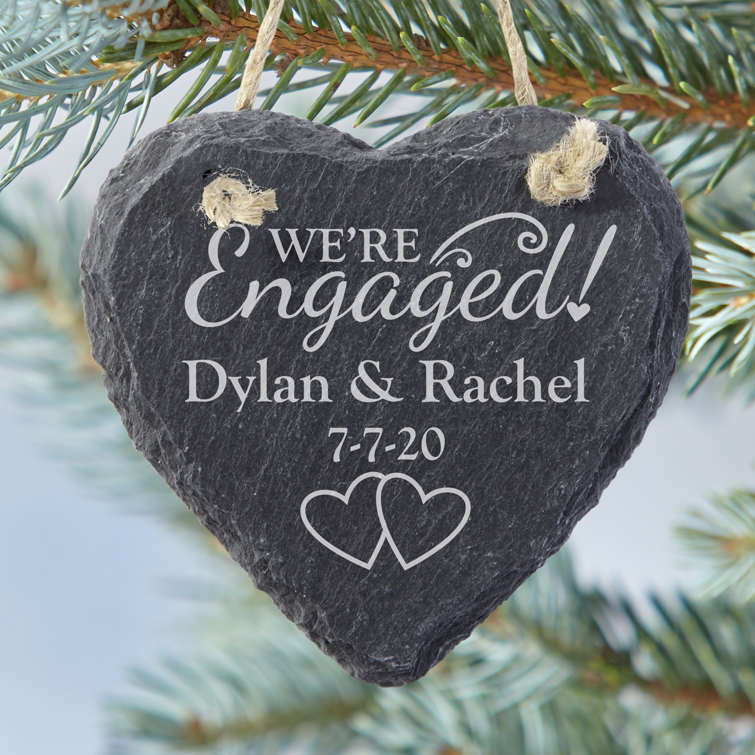 We're Engaged Heart Slate Bauble at Gifts.com