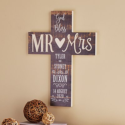 God Bless Mr. & Mrs. Wooden Cross