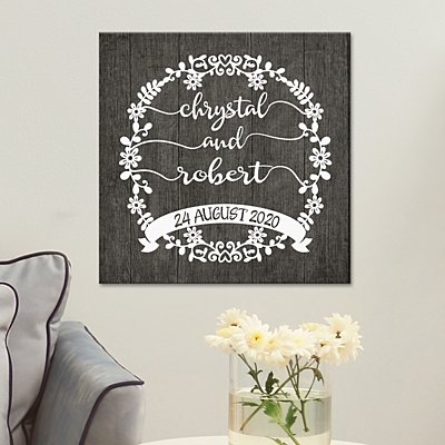 Scripted Floral Wreath Canvas