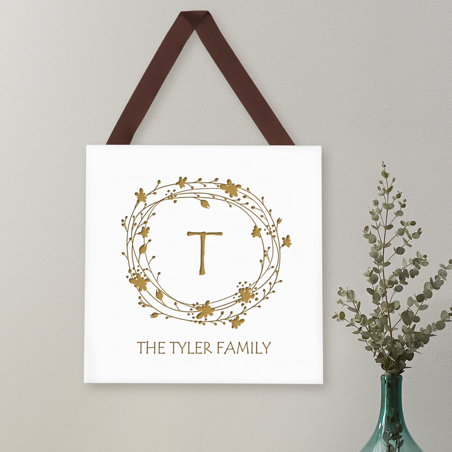 Floral Wreath Wood Plaque Personal Creations