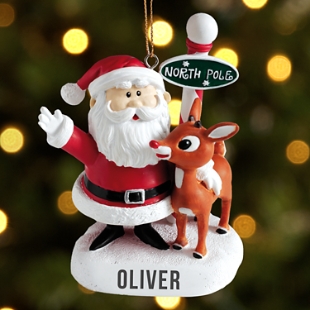 Santa and Rudolph the Red-Nosed Reindeer® Bauble with Letter