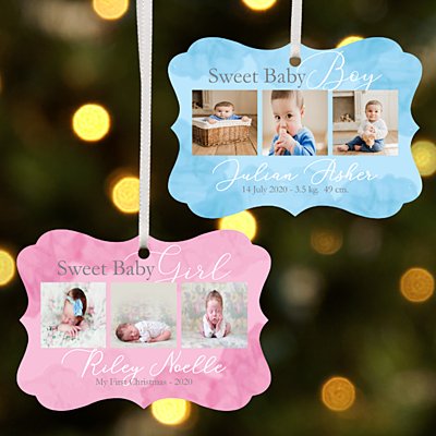 Sweet Baby Photo Scroll Bauble