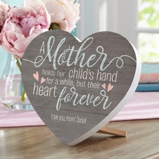 A Mother Holds Her Childs Hand Wood Heart