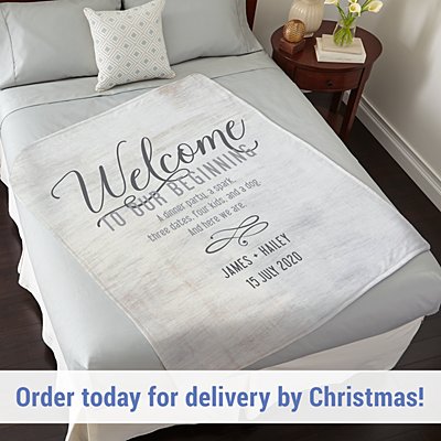Welcome to Our Beginning Plush Blanket