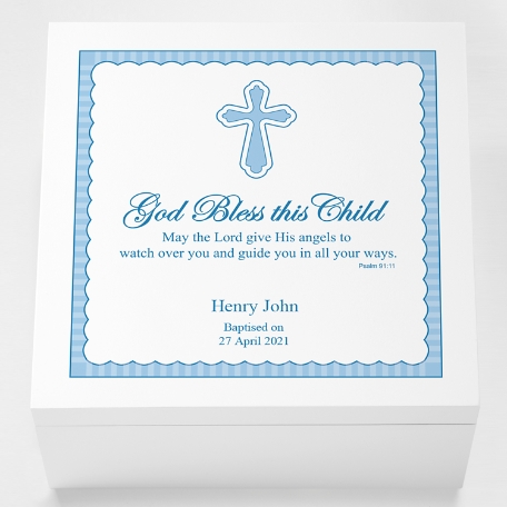 God Bless This Child Wood Memory Box - Blue
