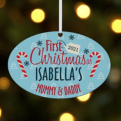 First Christmas Family Oval Bauble