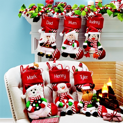 Festive Family Candy Cane Personalized Stocking