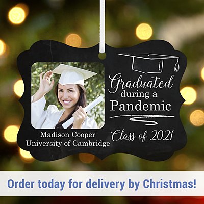 Graduated During a Pandemic Photo Scroll Bauble