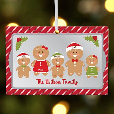 Gingerbread Family Rectangle Bauble