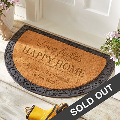 Love Builds a Happy Home Half Round Coir Doormat