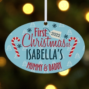 First Christmas Family Oval Bauble
