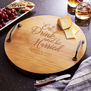 Eat, Drink & Be Married Classic Pine Wooden Tray