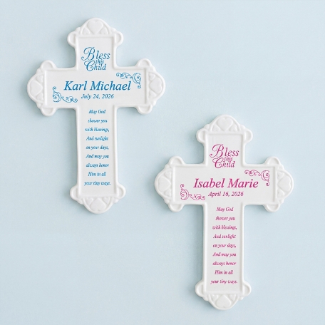 Cherish This Child Ceramic Personalized Cross