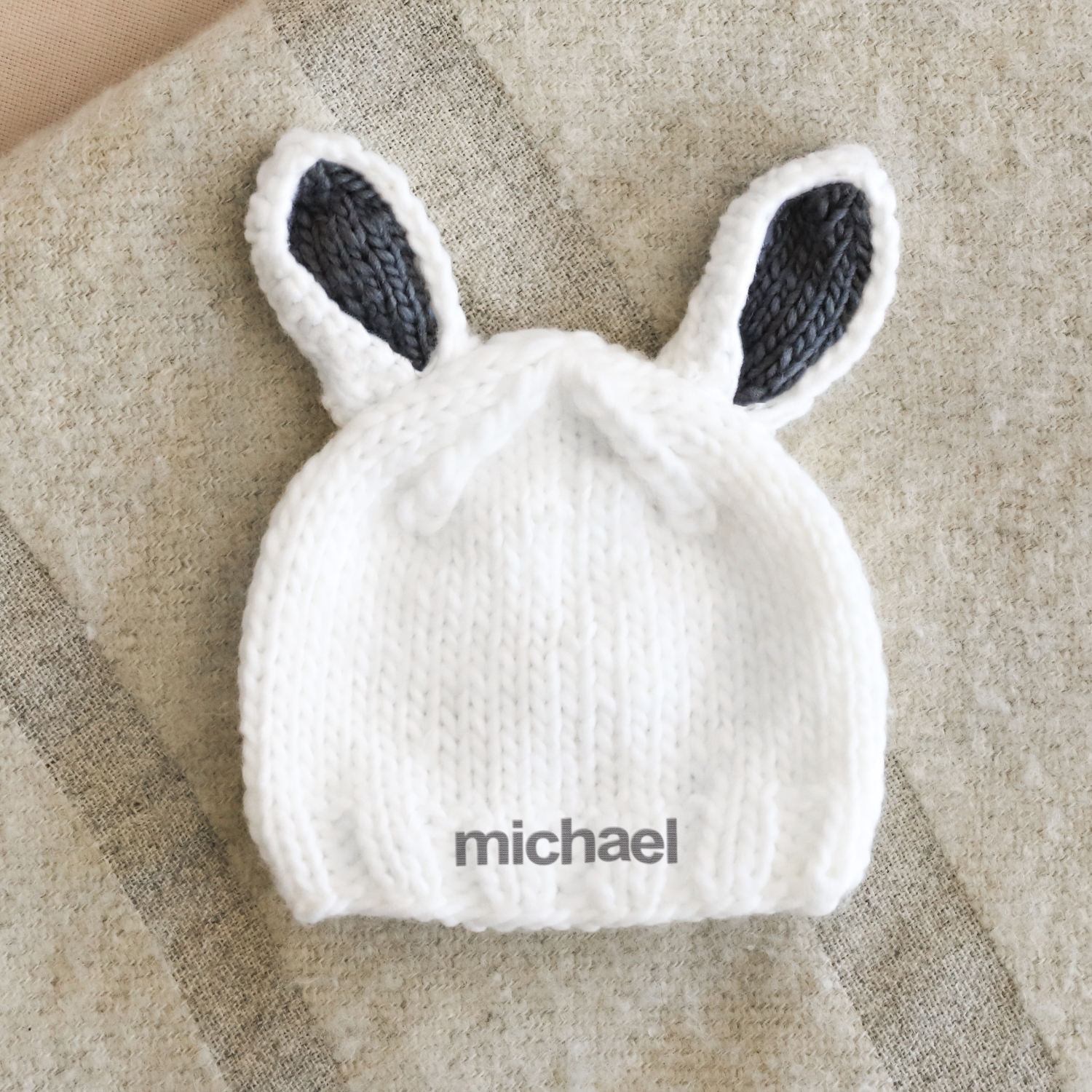 Cozy Bunny Knit Personalized Hat