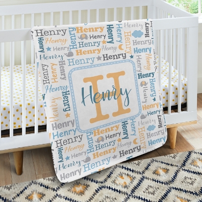 Name Collage Personalized Baby Blanket