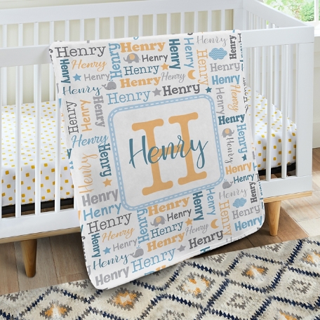 Name Collage Personalized Baby Blanket
