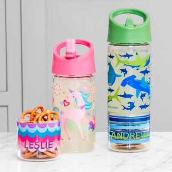 Stephen Joseph® Adorable Pals Flip Top Personalized Sip & Snack Bottle