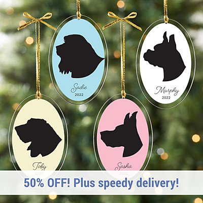 Classic Pet Silhouette Oval Bauble
