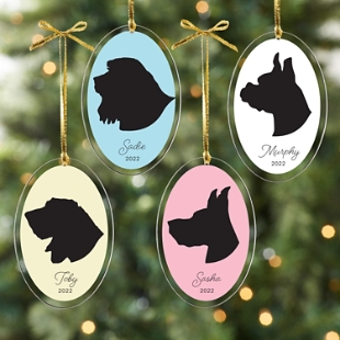 Classic Pet Silhouette Oval Bauble
