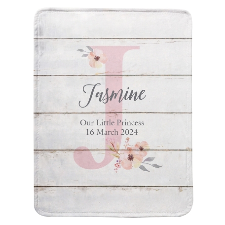Elegant Baby Name Blanket - Floral