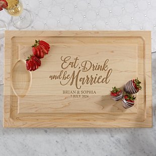 Eat, Drink & Be Married Maple Wooden Chopping Board
