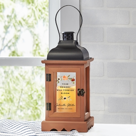 Blooms With Love Memorial Wooden Lantern