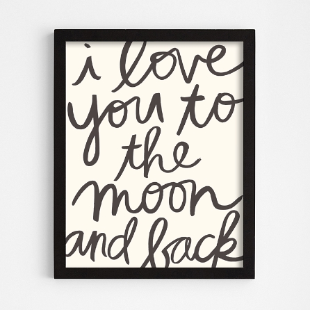 Love You To The Moon Back Black Framed Art Ivory