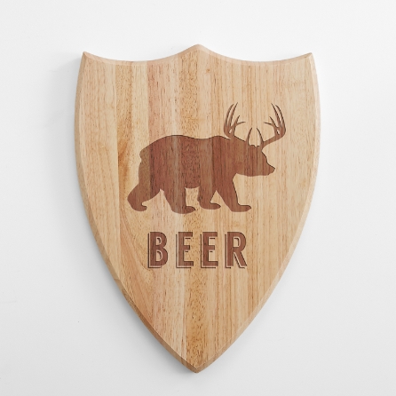 Bear Deer Beer Shaped Large Shield Wall Art Personal Creations Use with four predrilled holes on four corners for easy mounting or hanging. personal creations