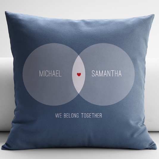 Couple's Diagram Throw Pillow w/Insert - 18x18 - Blue
