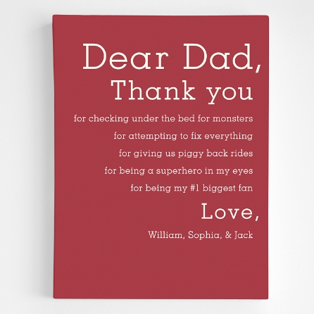 Dear Dad Wall Art 18x24 Red
