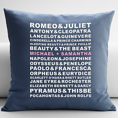 Famous Couples Throw Pillow w/Insert - 18x18 - Blue