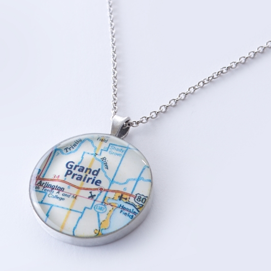 Map sales coordinates necklace