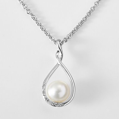 Timeless Pearl and Diamond Personalized Infinity Necklace
