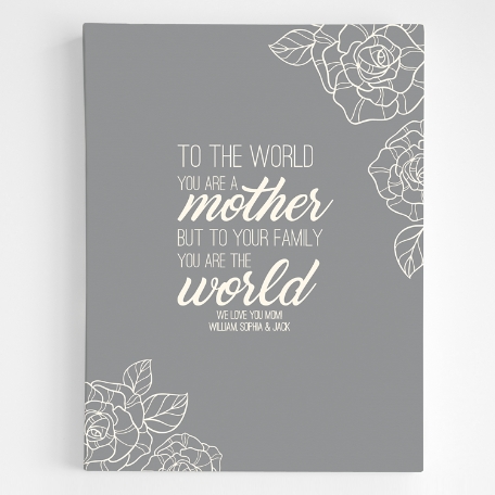 You Are the World Standard Wrapped Canvas - 18x24 Gray