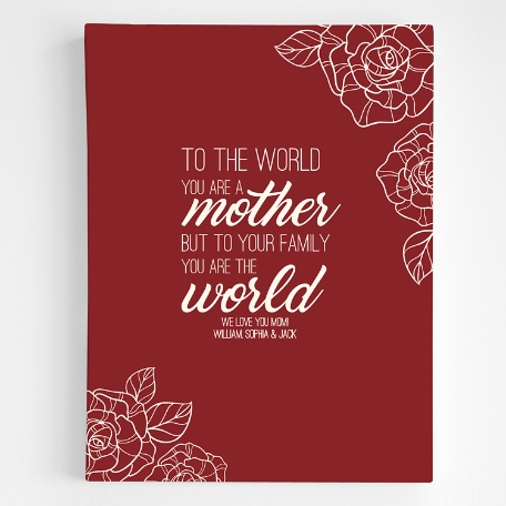 You Are the World Standard Wrapped Canvas - 18x24 Red