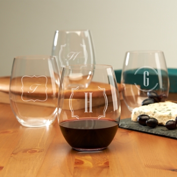 Stemless Wine Glasses - Monogram